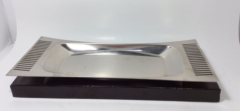 Mid Century Viking Brand Relish Tray,Sleek Stainless Steele Entertaing Tray,Made in Sweden Modern Serving Tray,New in Origianl Packaging