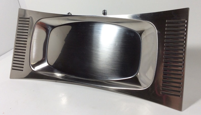 Mid Century Viking Brand Relish Tray,Sleek Stainless Steele Entertaing Tray,Made in Sweden Modern Serving Tray,New in Origianl Packaging