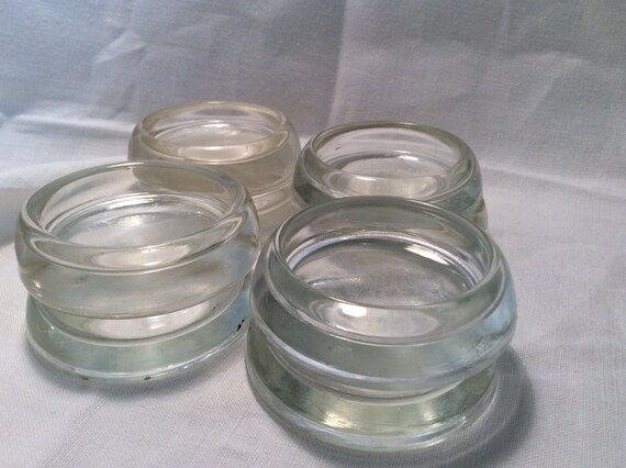 Glass Furniture Coasters Vintage Clear Glass No Maker Being Etsy