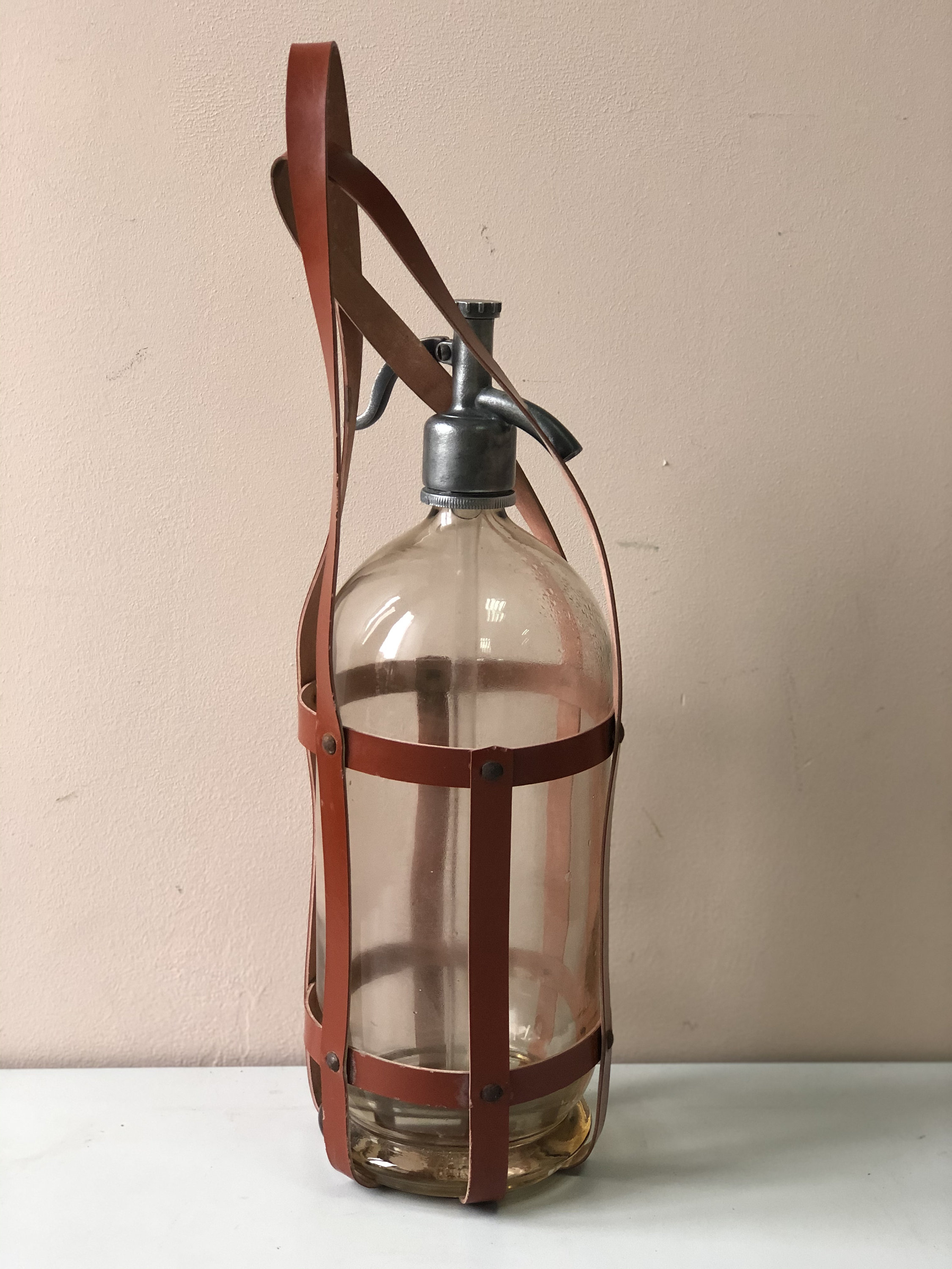 Vintage Glass Siphon Seltzer Bottle With Mesh Cover Glass Etsy