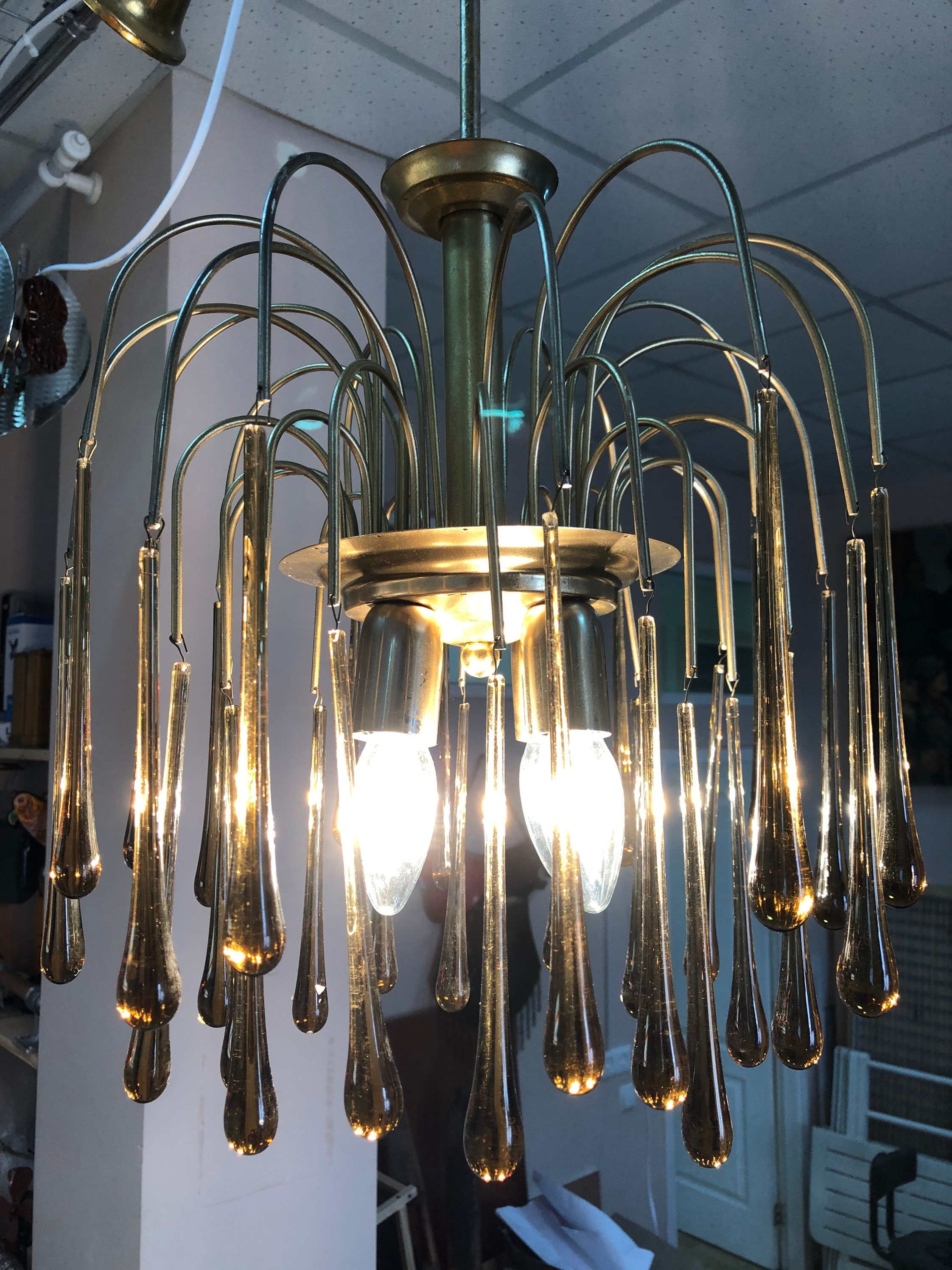 Murano Light Vintage Luxurious Murano Glass Drops Chandelier Etsy