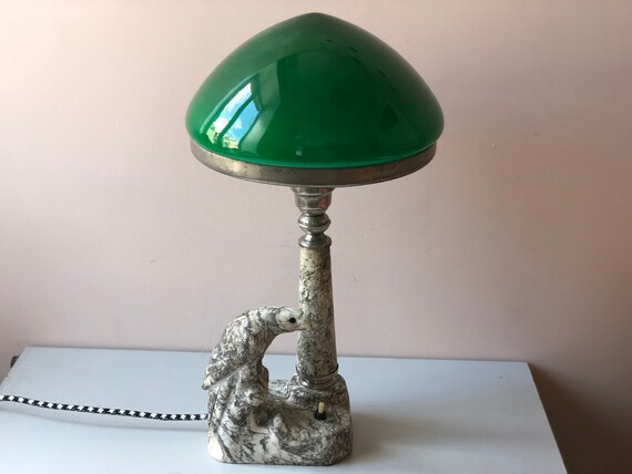 green marble table lamp