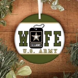 US Army Wife Ornament - US Army Mom Ornament  - Army Dad Ornament - Army Pinback Buttons - All profits are donated to charities