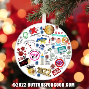 2022  Commerative Glass Christmas Ornament | 2022 Christmas Decoration | 2022 Keepsake | 2022 Glass Ornament | Year in Review Ornament