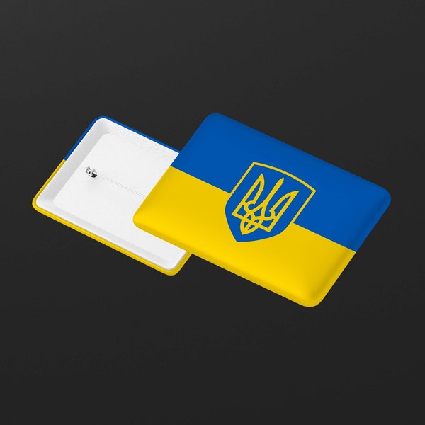 Support Ukraine Rectangle Button | Support Ukraine Pin | 2.75"x1.75" Pinback Button | PROCEEDS DONATED TO United Help Ukraine