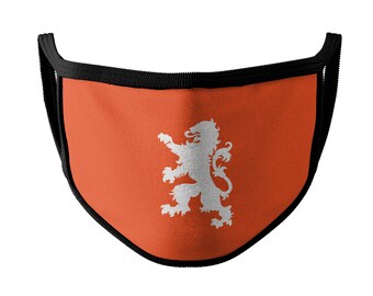 Dutch Republic Lion Face Mask | Netherlands Flag Face Mask | Moisture Resistant Fabric | Reusable and Washable