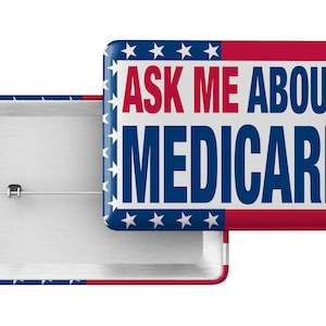 Ask Me about Medicare Button | Medicare Button | Medicare Pin | Ask Me about Medicare Sticker