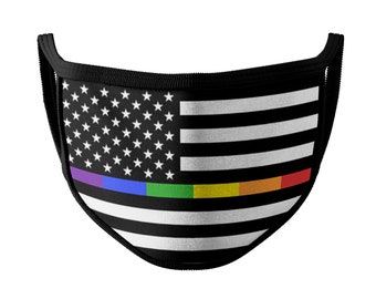 3 Ply Rainbow Theme Face Mask | Thin Rainbow Line Flag Facemask | Gay Themed Flag Face Mask