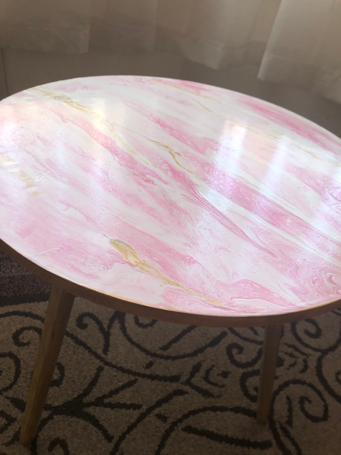 Side table acrylic paint pour Etsy