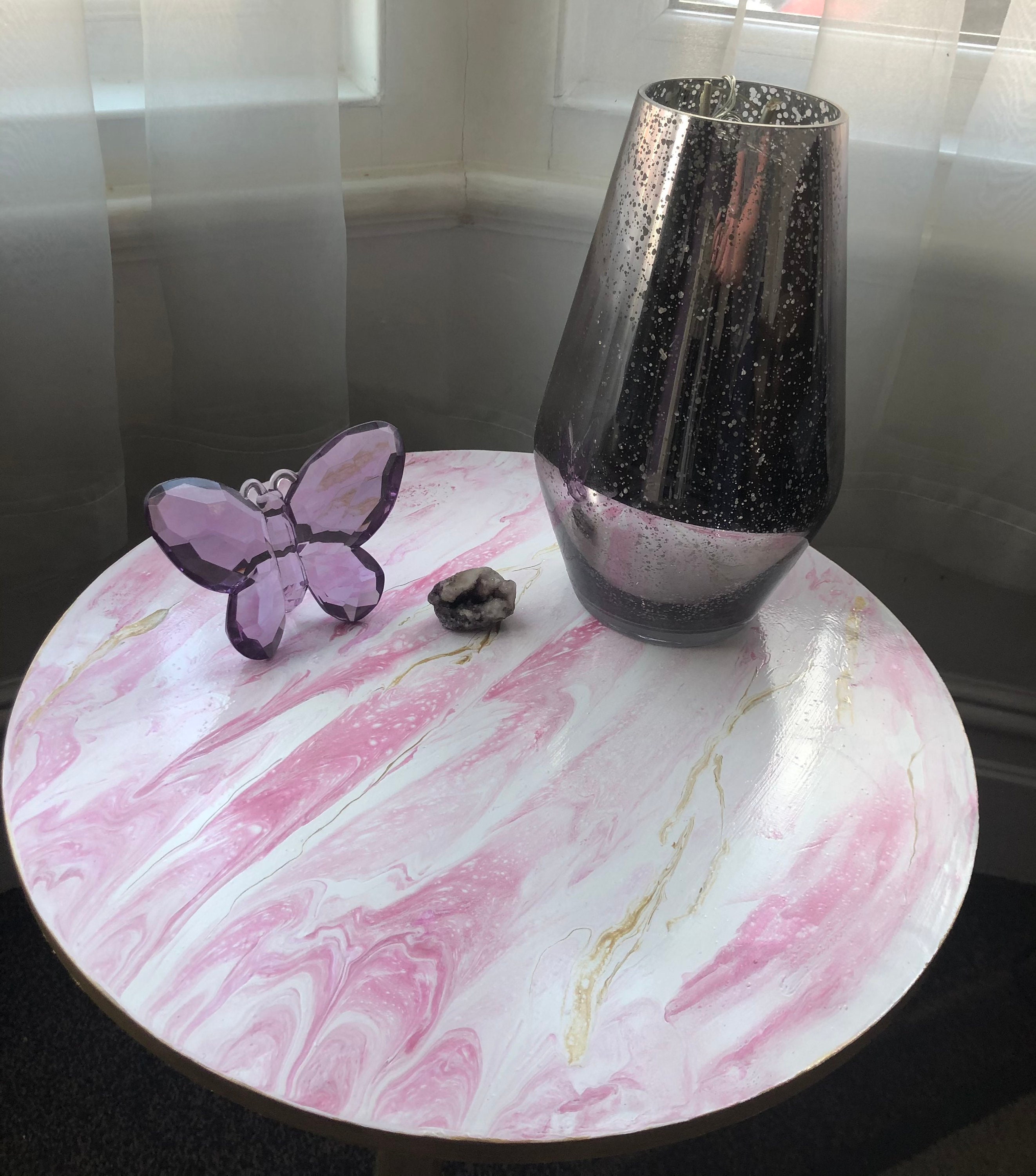 Side table acrylic paint pour Etsy