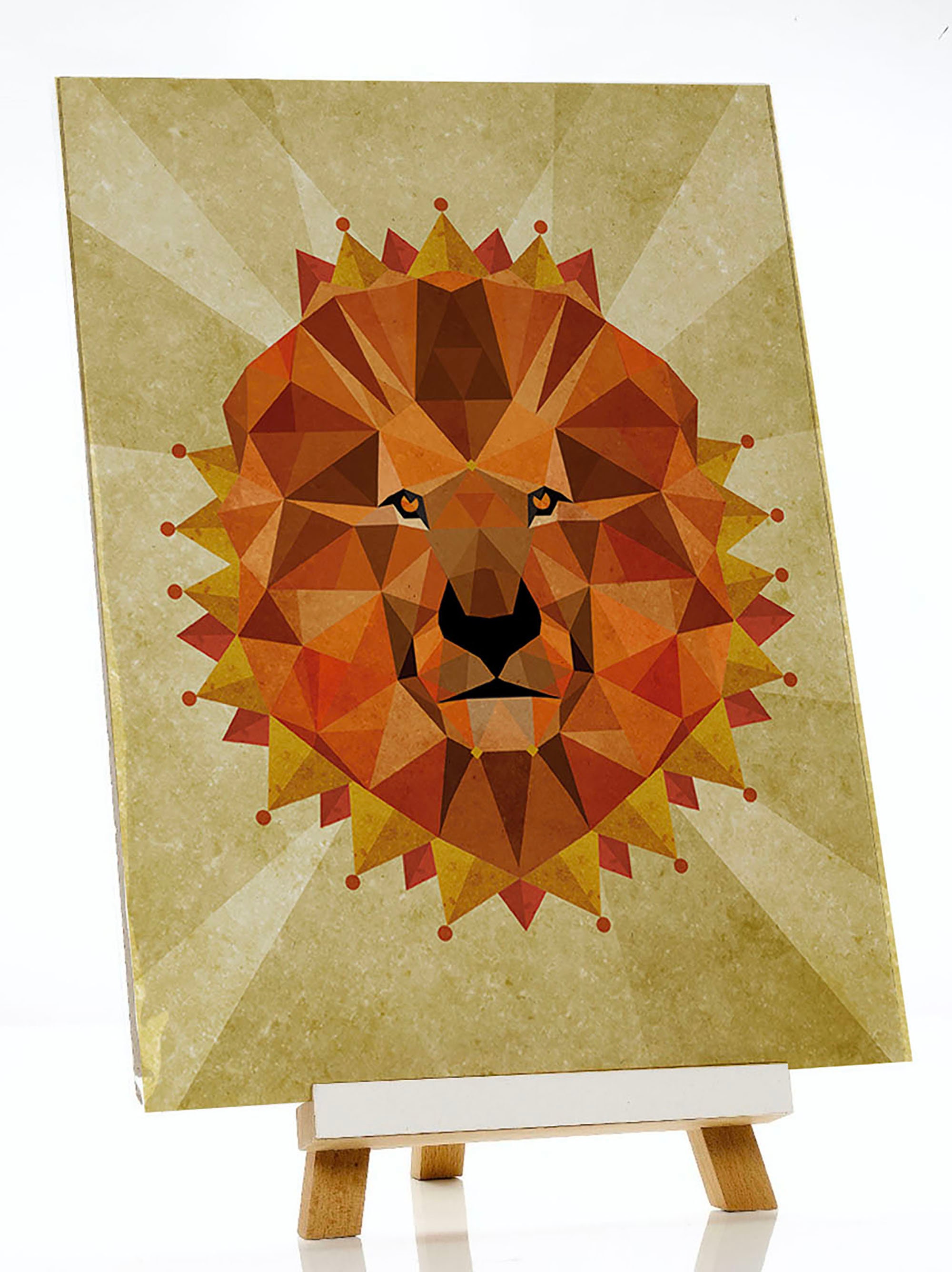Geometric Lion art. Wall art. Lion portrait. Animal art. Etsy