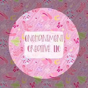 Pink Disco Cowgirl Seamless Pattern: Fabric & Digital Papers (PNG Download)