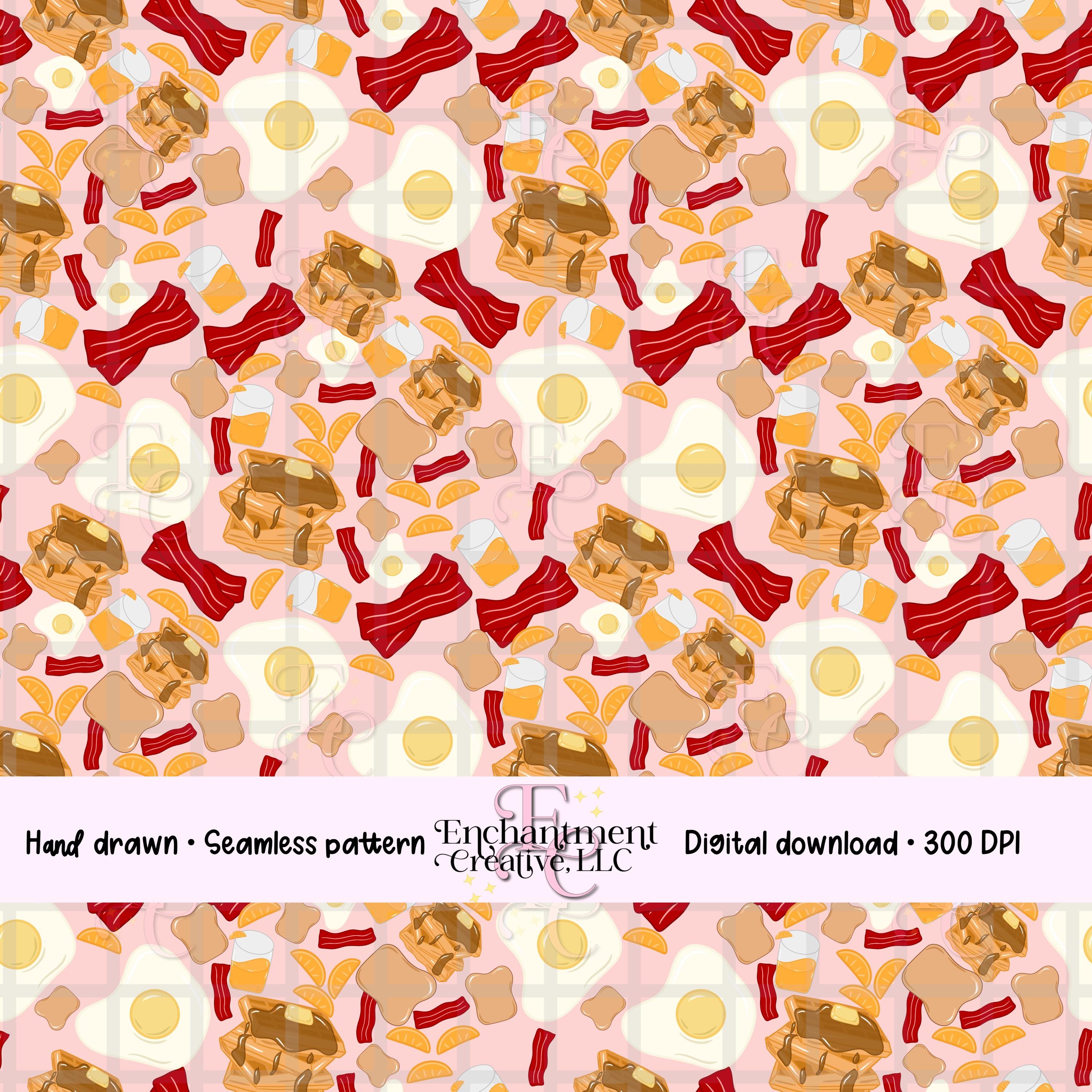 Brunch Simple Patterns Brunch Seamless Pattern | PNG Digital Paper | Breakfast Pattern ...