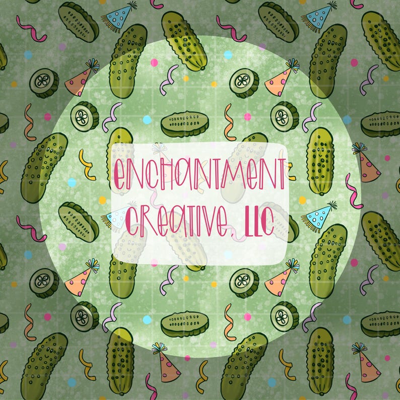 Party Pickles Seamless Pattern PNG 300 DPI Download for Fabric Digital Papers Sublimation image 1