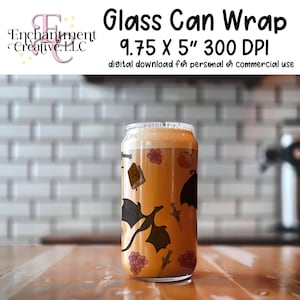 Dragon Riders Glass Can Wrap Digital Download PNG 300 DPI Fourth Wing Inspired, Dragons, Basgiath, Empyrean