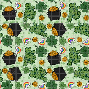 Lucky Dude Seamless Pattern PNG 300 DPI Download for Fabric Digital Papers Sublimation, St. Patrick&#39;s Day Pattern, Shamrock, Lucky