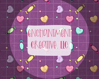 Candy Hearts Valentine Seamless Pattern 300 DPI Download for Fabric Digital Papers Sublimation