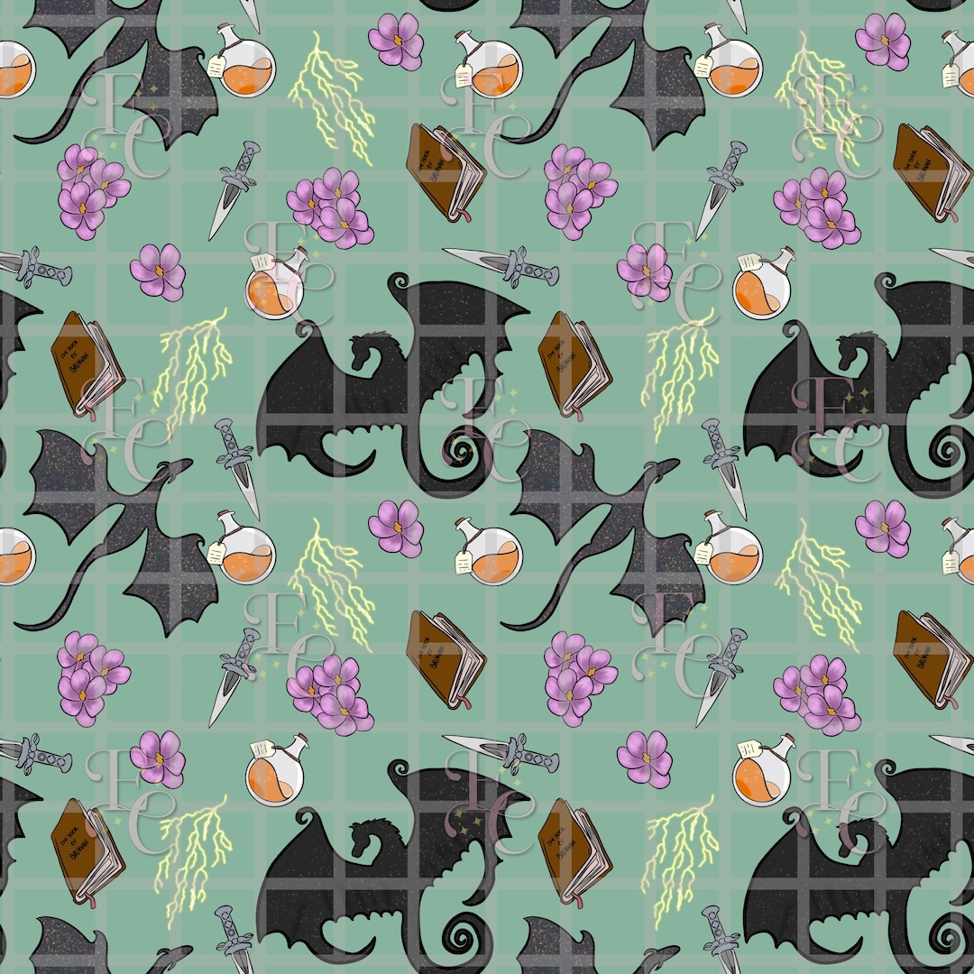 Dragon Riders Seamless Pattern: Fantasy Fabric Design (digital Download ...
