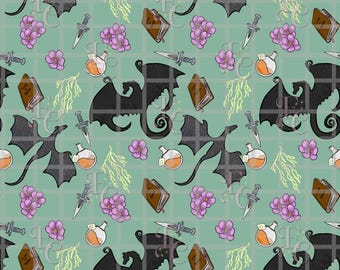 Dragon Riders Seamless Pattern: Fantasy Fabric Design (Digital Download)