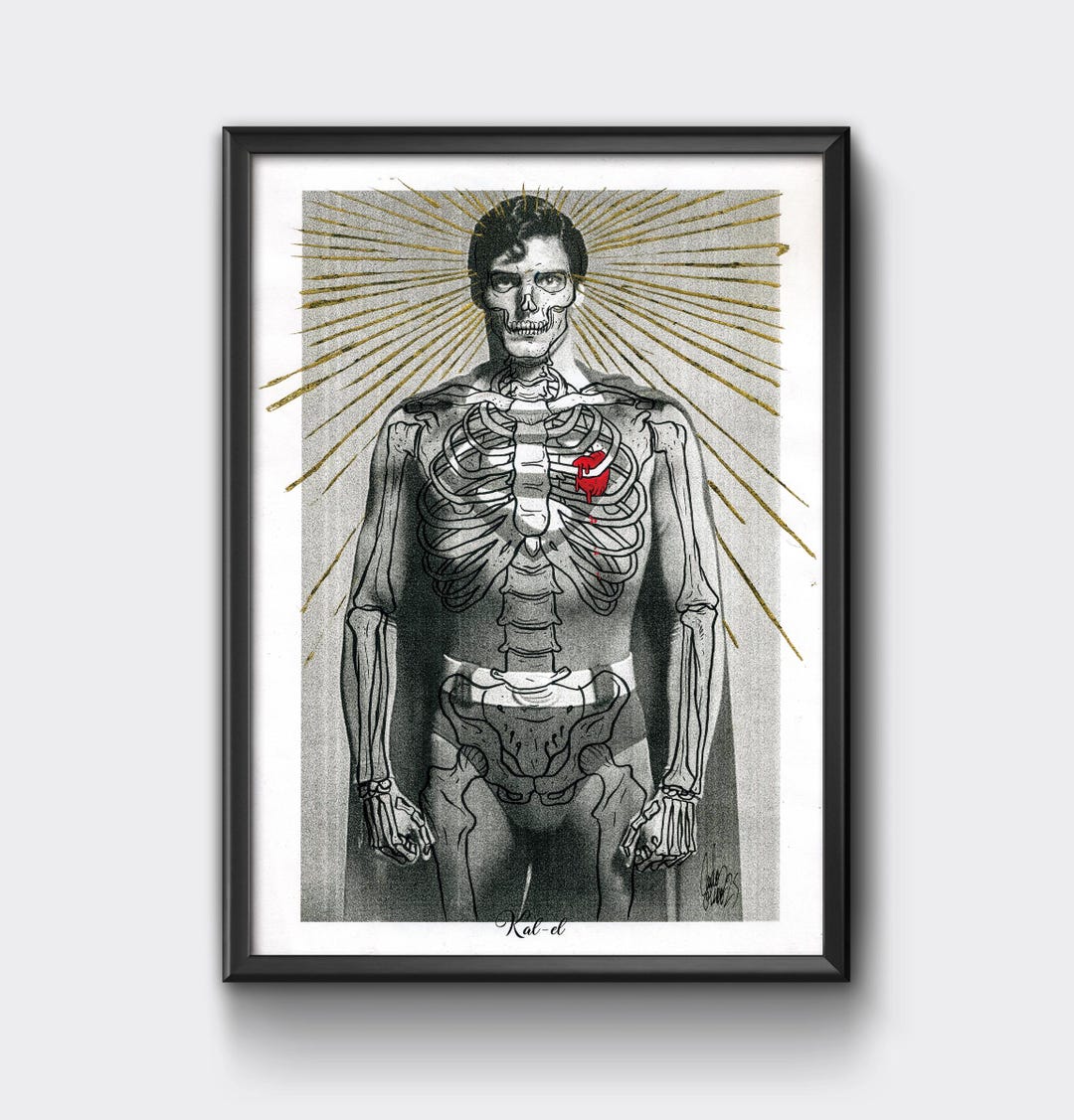 Christopher Reeve Superman Acrylic Drawing, Gold Leaf, Signed Art - Etsy
