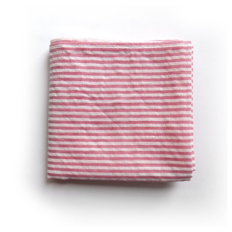 and Neck Tie. Neck Kerchief White and Pink Striped Seersucker Cotton Neck Scarf Head Scarf Handmade Bandana Also functions as an Ascot