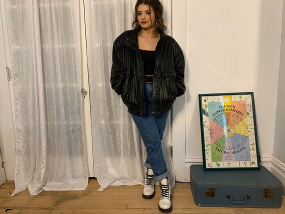 1980s Black Leather Moto Jacket