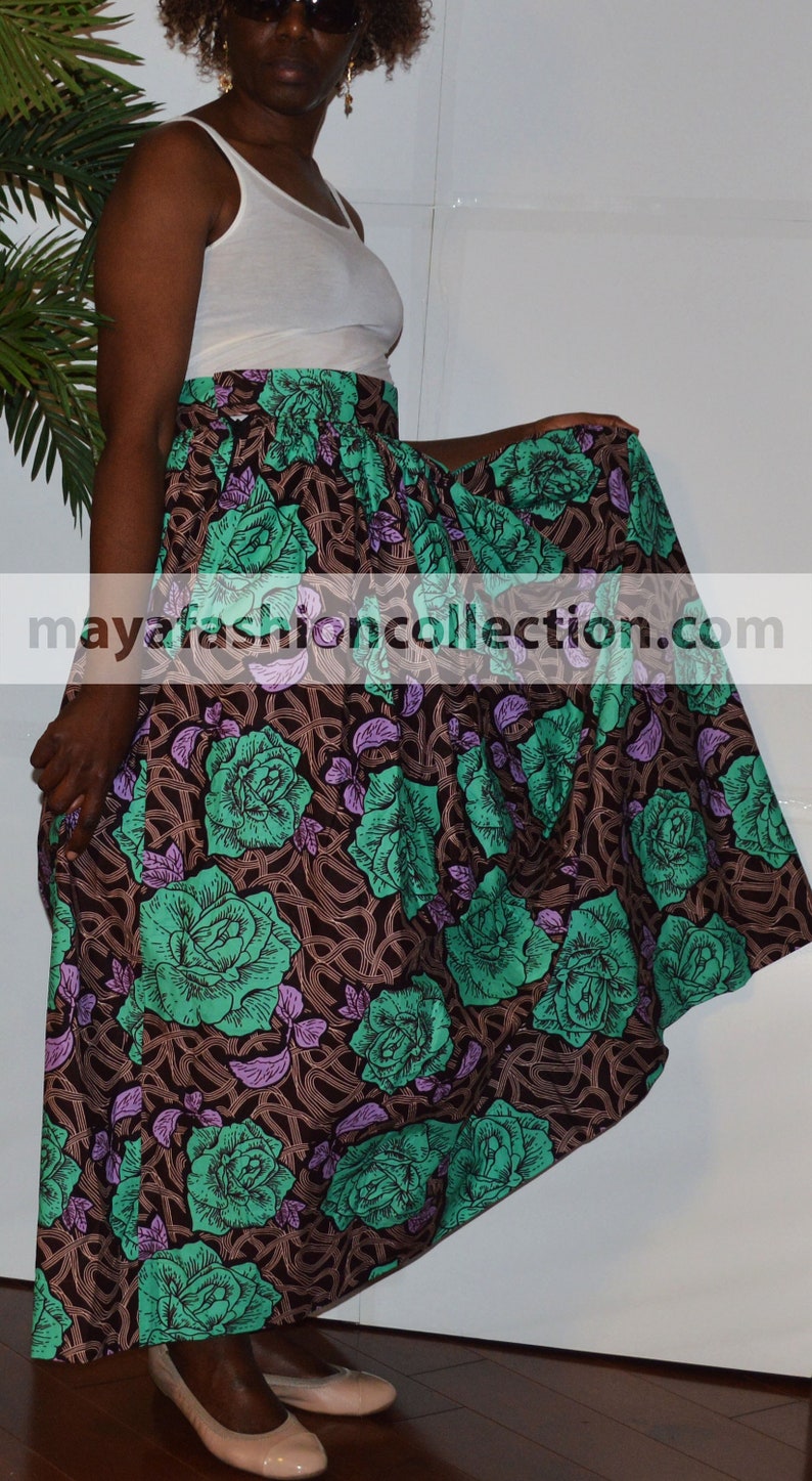 Zaria Women\u2019s African Wax Print Beautiful colorful maxi skirt F-JL-A318-VVI-01