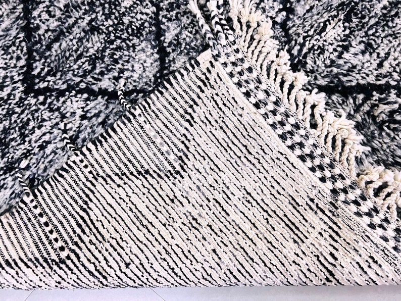Stunning Moroccan Beni Ourain Rug in Black and White, a Handmade