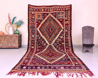 Vintage boho rug - handmade wool rug - Berber area rug - Moroccan rug 6.1 ft x 10.8 ft -  Moroccan carpet - 6x11 rug