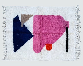 Colorful Beni ourain rug - Pink Custom Minimalist kilim Moroccan rug - custom rug