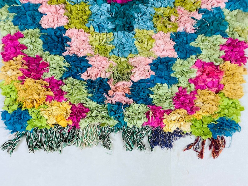 Colorful Handmade Moroccan Boucherouite Rug, Boucherouite Rug