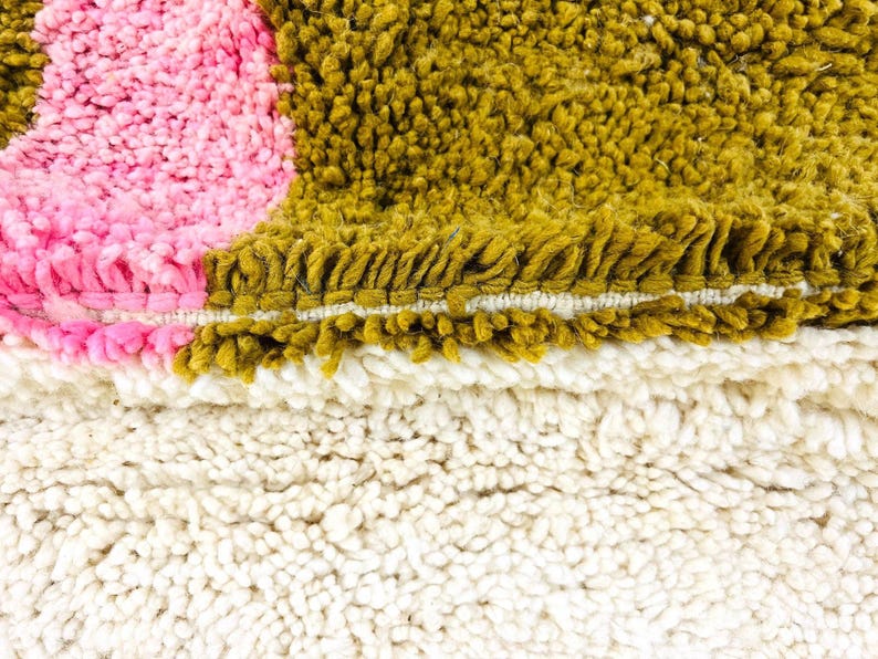 Hand Tufted Custom Moroccan Wool Rug, Extra Soft Minimalistic Pattern