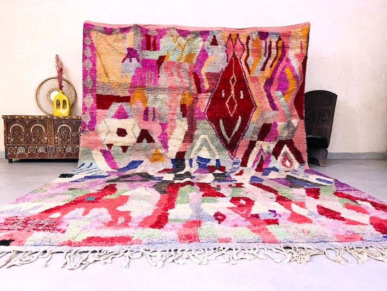 handmade rug, area rug, oriental wool rug,	bohemian rug, bedroom rug, rugs for living room, gift for her, boho decor, kilim rug,	Purple moroccan rug, vintage moroccan rug,	pink moroccan rug, 9x13 moroccan rug,