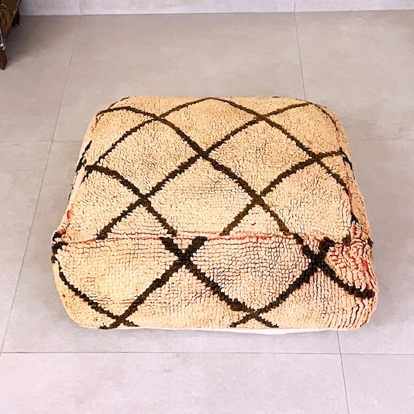 Canapé de sol bohème unique, poufs faits main, pouf kilim en laine, housse de pouf marocain vintage, pouf, pouf berbère marocain
