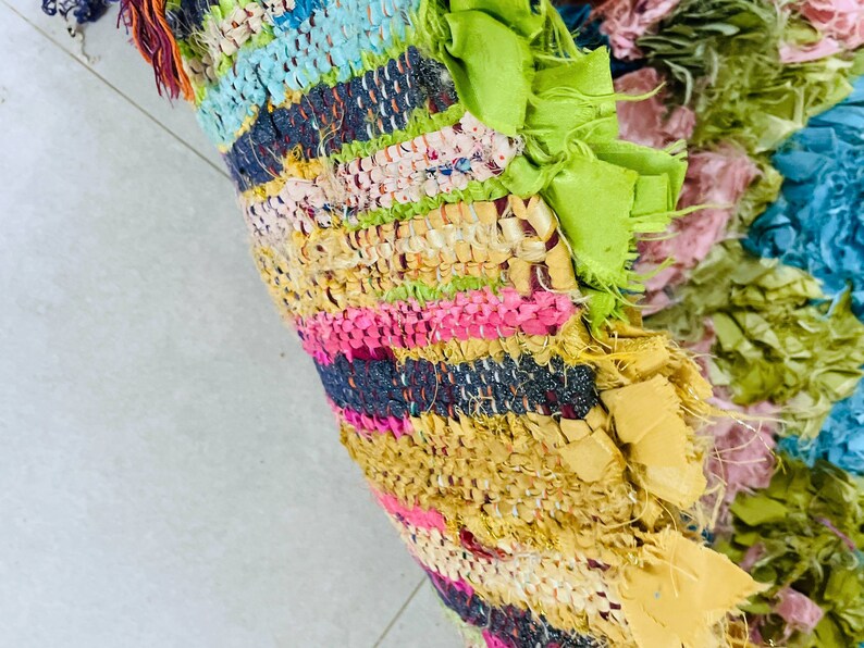 Colorful Handmade Moroccan Boucherouite Rug, Boucherouite Rug