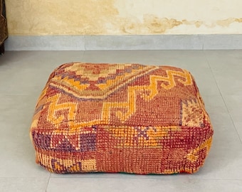 Red kilm pouf Moroccon sofa, Ethnic pillow, Home decor pouf, Garden pouf, Kilim Pouf, Antique Poufs, Pouf, Moroccan Berber pouf.