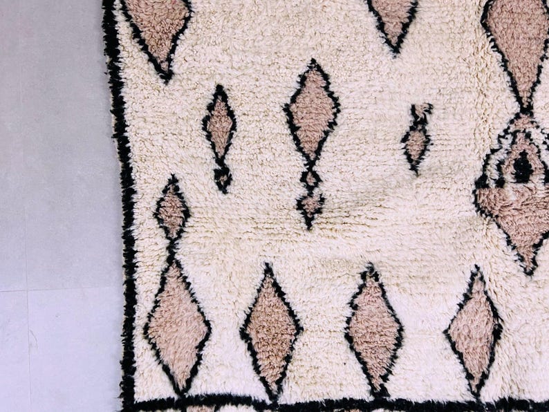 Custom Moroccan Rug, Handmade Beni Ourain Rug, Minimalistic Wool Rug