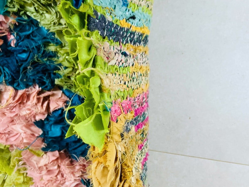 Colorful Handmade Moroccan Boucherouite Rug, Boucherouite Rug