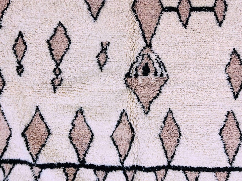 Custom Moroccan Rug, Handmade Beni Ourain Rug, Minimalistic Wool Rug