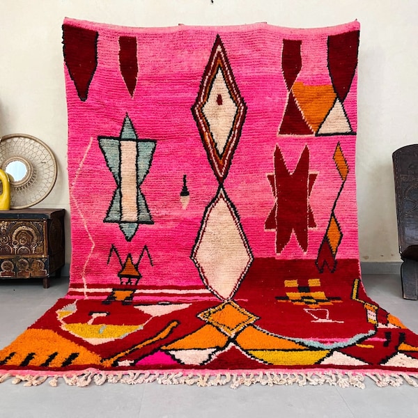6x9 rug - Moroccan rug- Vintage rug - handmade rug - Moroccan rug 6.5 ft x 9.5 ft - Vintage Rug 6x9 FT.