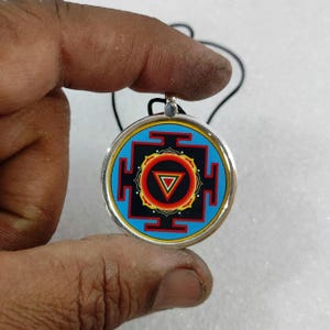 Handmade Sterling Silver Kali Yantra Pendant: Hindu Goddess Photo Locket