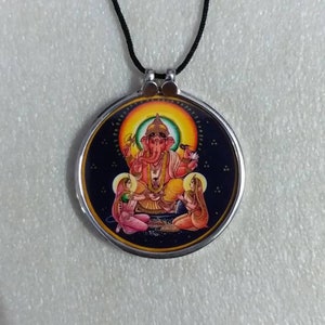 Ganesha-hängehalsband i sterlingsilver: Hinduiskt religiöst fototryck bild 1