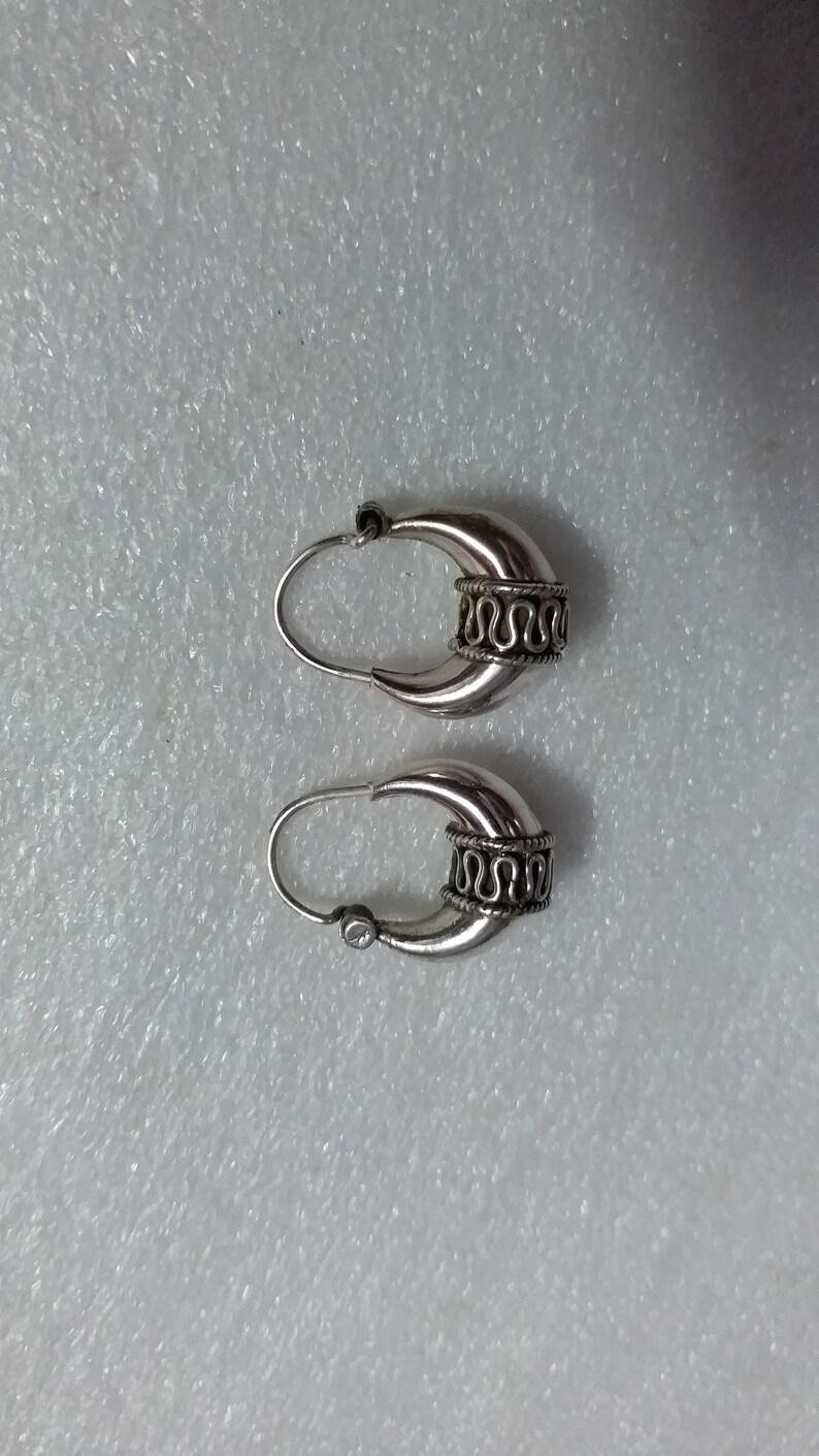 Handmade 92.5 Sterling Silver Boho Gypsy Hoop Earring Ethnic Style Tribal Banjara Indian Beautiful Light Weight VeryComfortable Earring Pair