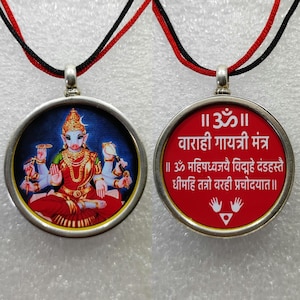 Handmade Sterling Silver Varahi Pendant: And Varahi Mantra Vishnu Avatar Religious Jewelry