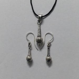 Handmade Sterling Silver Hanuman Pendant & Earring Set