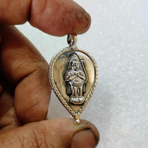 Handmade Sterling Silver Hanuman Pendant: Hindu God Charm Necklace