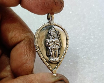 Handmade Hammered 92.5 Sterling Silver Hindu Powerfull God Veer Hanuman ji, Bala ji, Bajarang Bali Tribal Charm Unique Boho Necklace Pendant