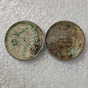 Vintage 1944s Coin old Silver Coin George 6th India British King Emperor Coin One Rupee India Coin old Silver Coin Collectable 2 Coins Pcs