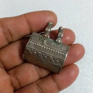 Handmade Vintage Before 2000s Handmade Pendant High Grade Silver Necklace Indian Rajsthani Tribal Boho Baagri Pendant Artisan Necklace.