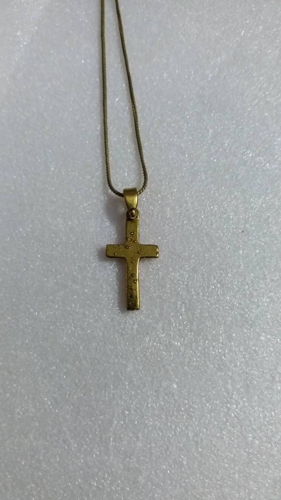 Handmade Yellow Brass Isa Masih Cross Pendant With Brass Chain